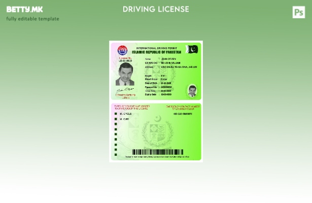 Шаблон за пакистанска меѓународна возачка дозвола во модерен стил